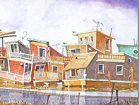 Painting by Eddie Flotte: Sinking Houseboats