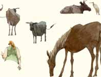 Painting by Eddie Flotte: Sketches of Walking Upcountry