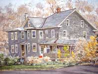 Painting by Eddie Flotte: Slate Shingle House Spring Mount