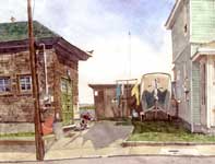 Painting by Eddie Flotte: Strathmere Boathouse