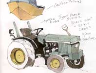 Painting by Eddie Flotte: The Boat and Tractor Sketch