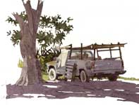 Painting by Eddie Flotte: The Caretaker's Truck