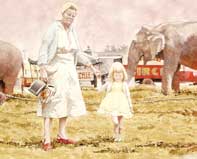 Painting by Eddie Flotte: The Circus Came To Town