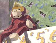 Painting by Eddie Flotte: The Monkey on the Ledge