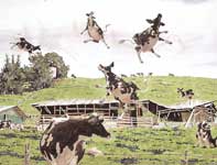 Painting by Eddie Flotte: The Strange and Sudden Disappearance of the Haleakala Dairy Cow