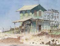 Painting by Eddie Flotte: The Well at Skill Village