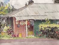 Painting by Eddie Flotte: Tin Roof and Macrame