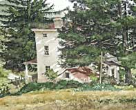 Painting by Eddie Flotte: Up The Hill Beside The House